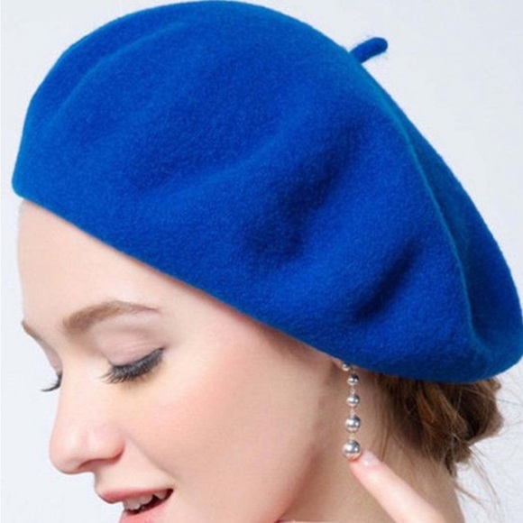 THE COUNTESS Royal Blue French Wool Beret - Picture 1 of 10